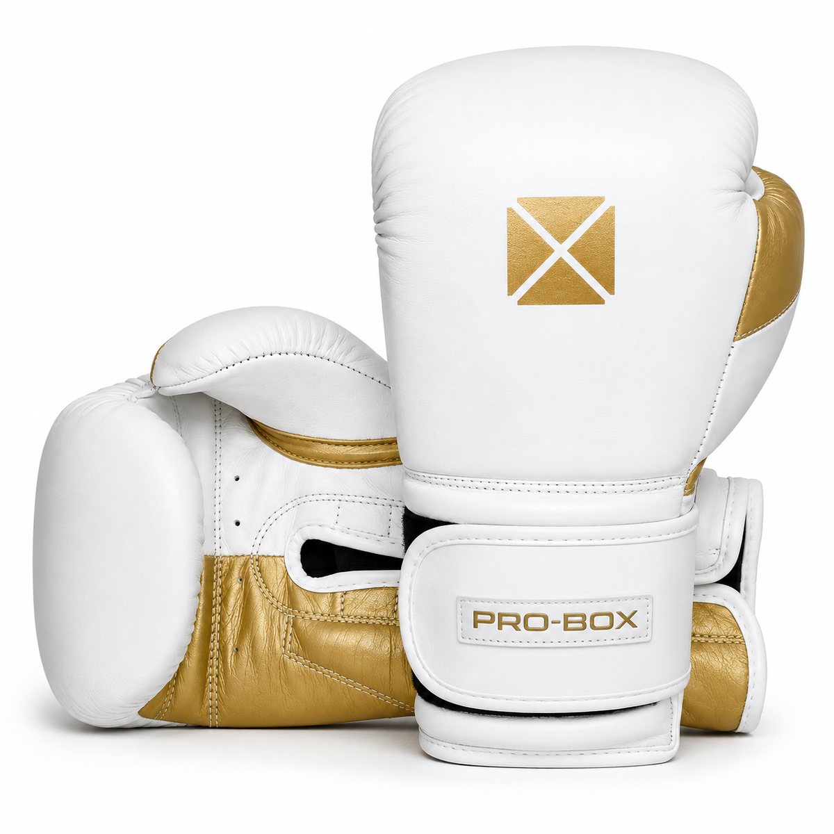 Pro-Box Pro-Spar Leather Boxing Gloves White/Gold