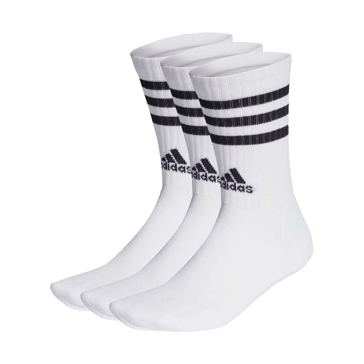 Adidas 3-λωρίδες μαξιλάρι κάλτσες πληρώματος λευκό