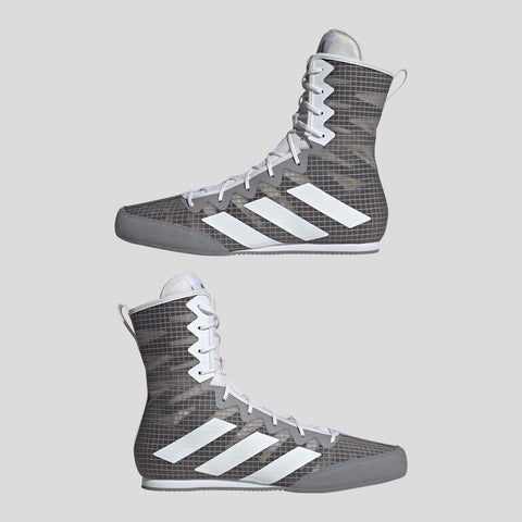 Grey/White Adidas Box Hog 4 Boxing Boots