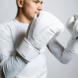 Alpha Pro MK2 Boxing Gloves White Photoshoot 1