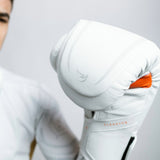 Alpha Pro MK2 Boxing Gloves White Photoshoot 2