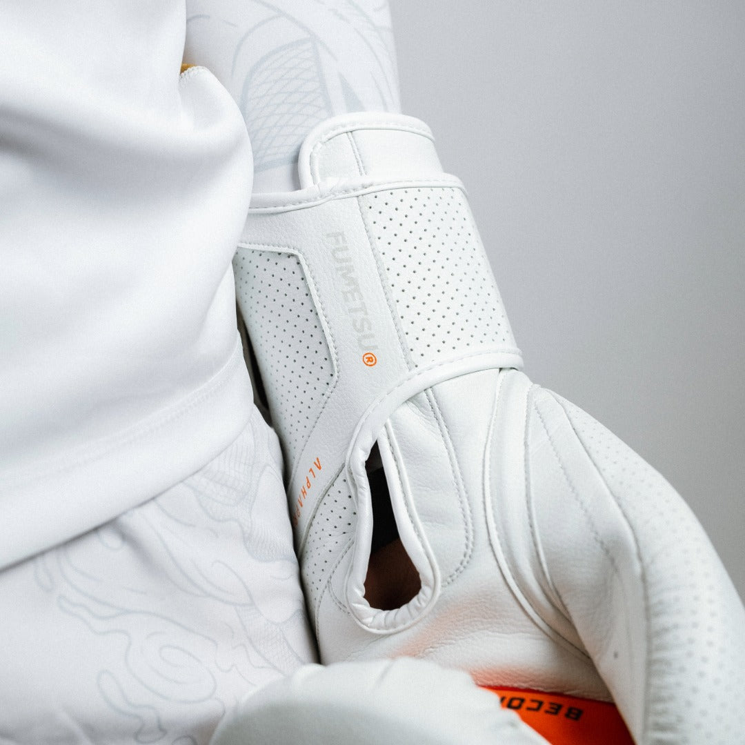 Alpha Pro MK2 Boxing Gloves White Photoshoot 4