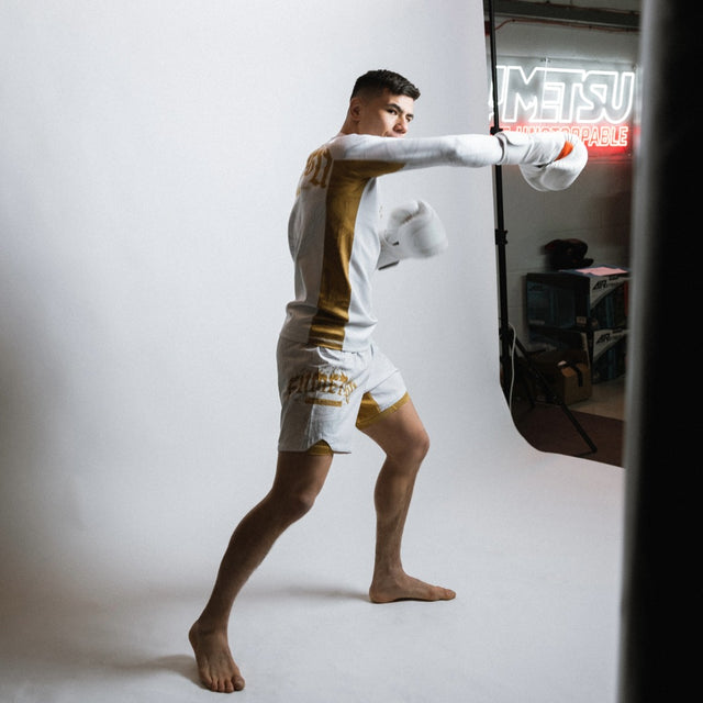 Alpha Pro MK2 Boxing Gloves White Photoshoot 7