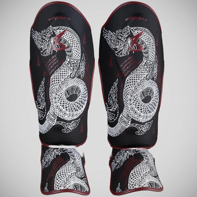 8 Weapons Sak Yant Naga Shin Guards Black
