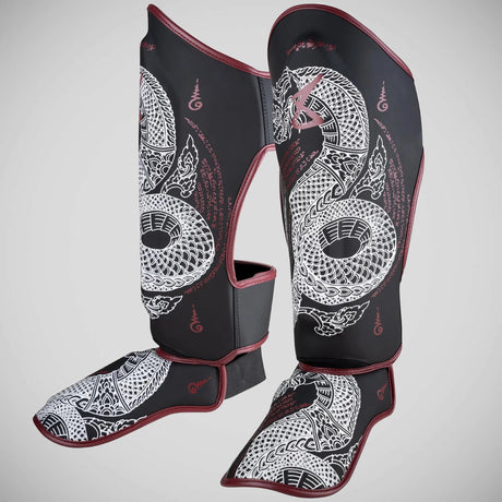 8 Weapons Sak Yant Naga Shin Guards Black