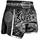 8 Weapons Sak yant Tiger Carbon Muay Thai Shorts Schwarz