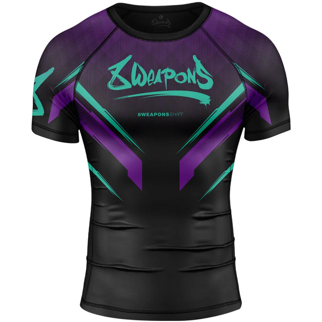 8 Weapons Shift Cyber Short Sleeve Rash Guard Black