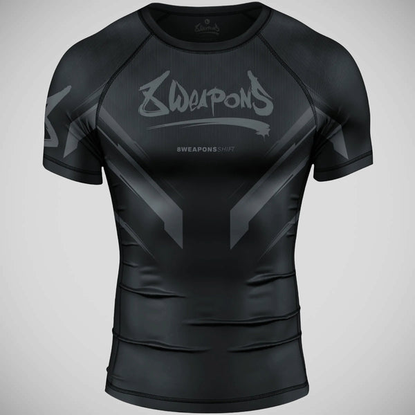 Black 8 Weapons Shift Short Sleeve Rash Guard from Made4Fighters