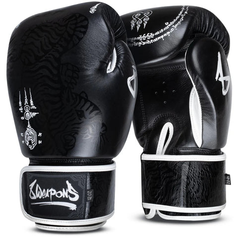Black/Black 8 Weapons Sak Yant Big Tiger Boxing Gloves