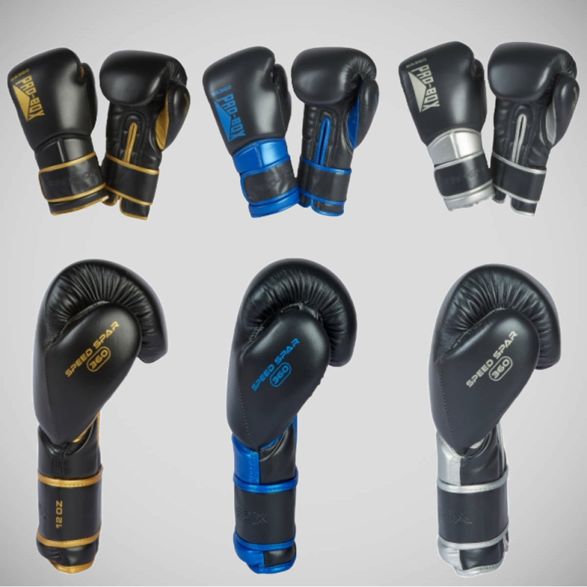 Black/Blue Pro-Box Speed Spar Boxing Gloves   