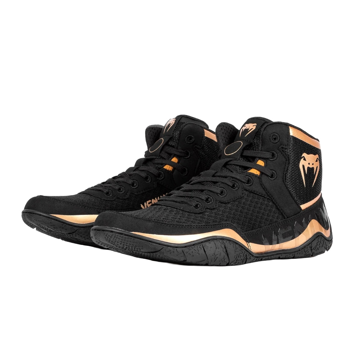 Black/Bronze Venum Elite Wrestling Shoes   