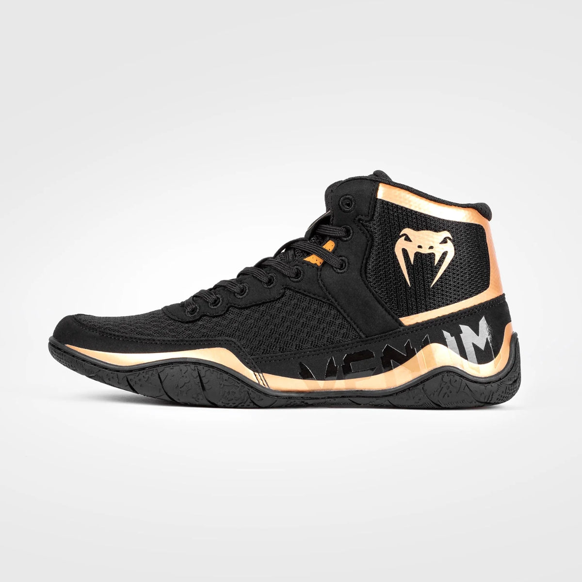 Black/Bronze Venum Elite Wrestling Shoes   