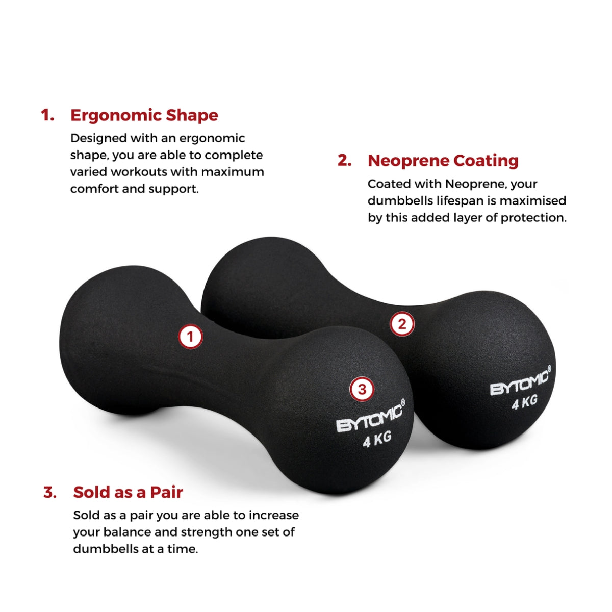 Schwarze Bytomic Neopren 4 kg Hantels