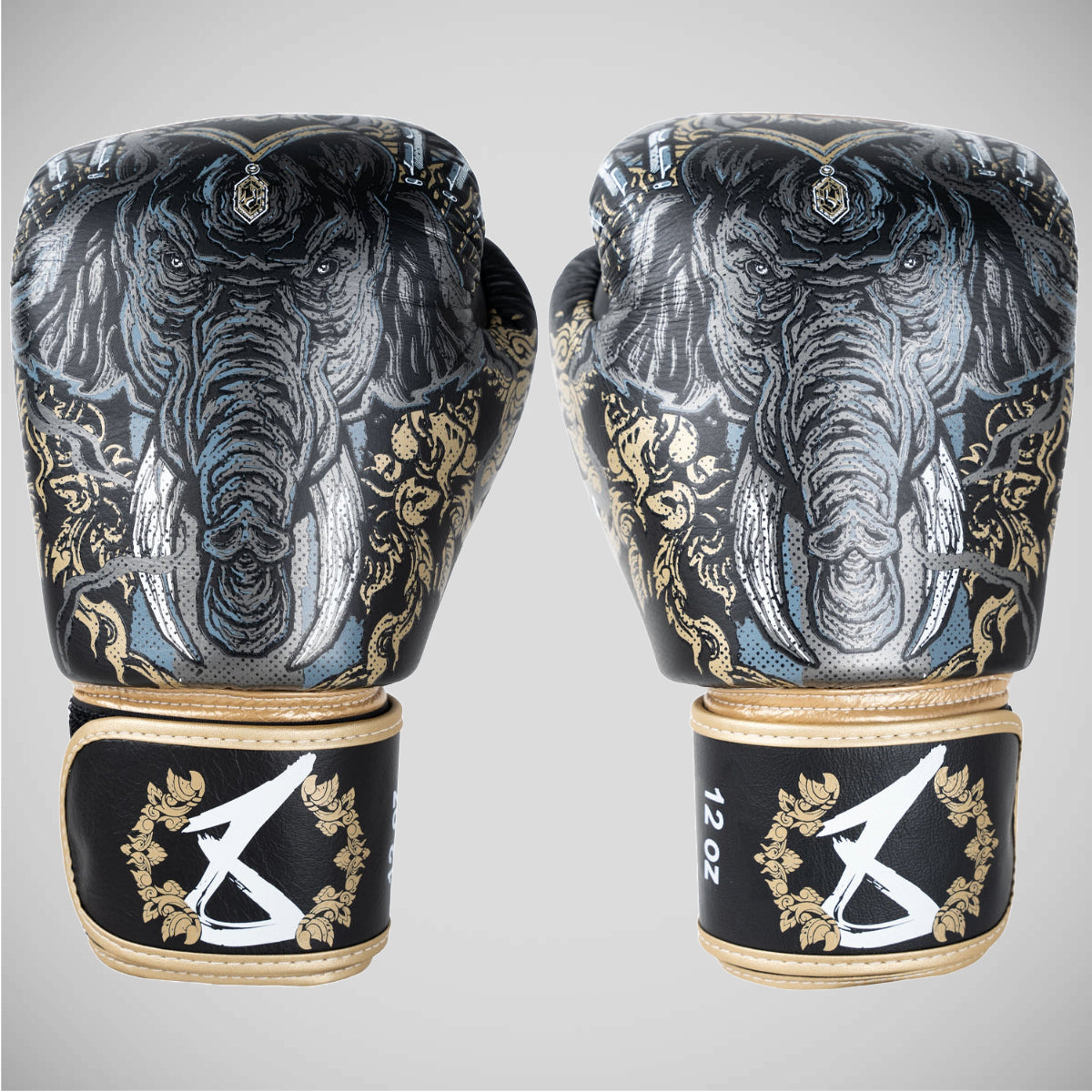 Black/Gold 8 Weapons Three Elephants 2.0 Boxing Gloves   