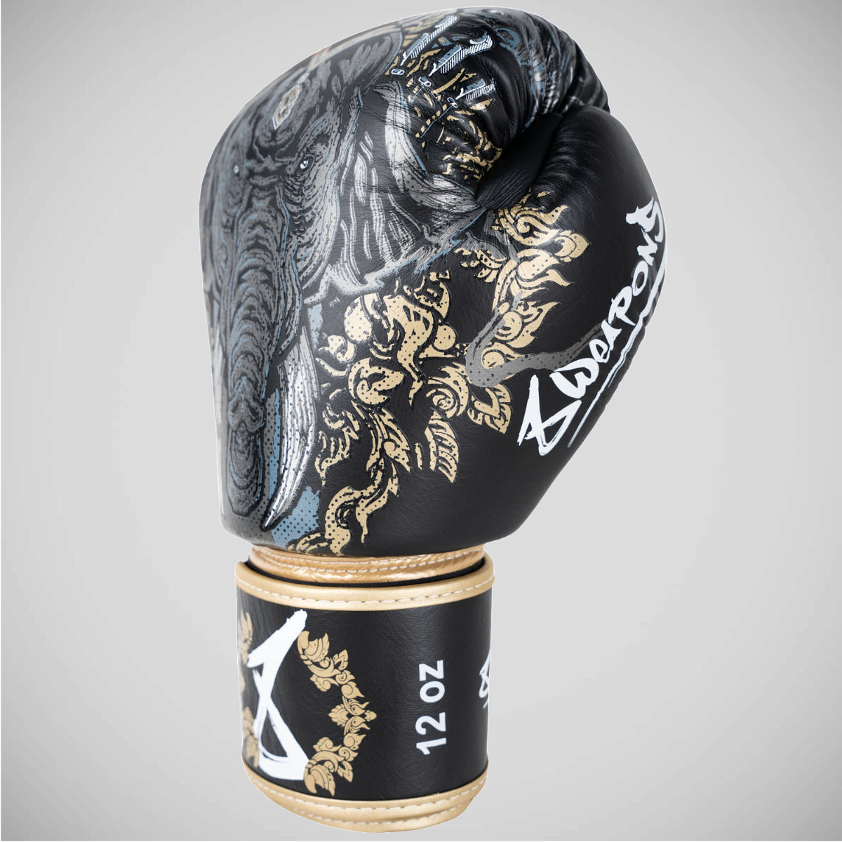 Black/Gold 8 Weapons Three Elephants 2.0 Boxing Gloves   