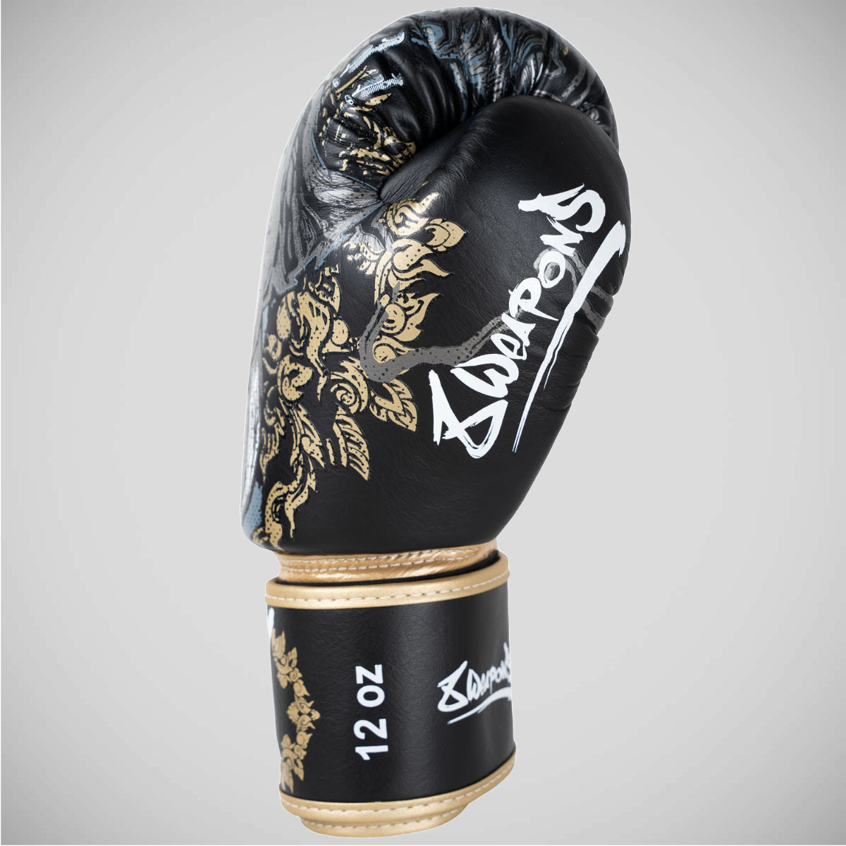 Black/Gold 8 Weapons Three Elephants 2.0 Boxing Gloves   