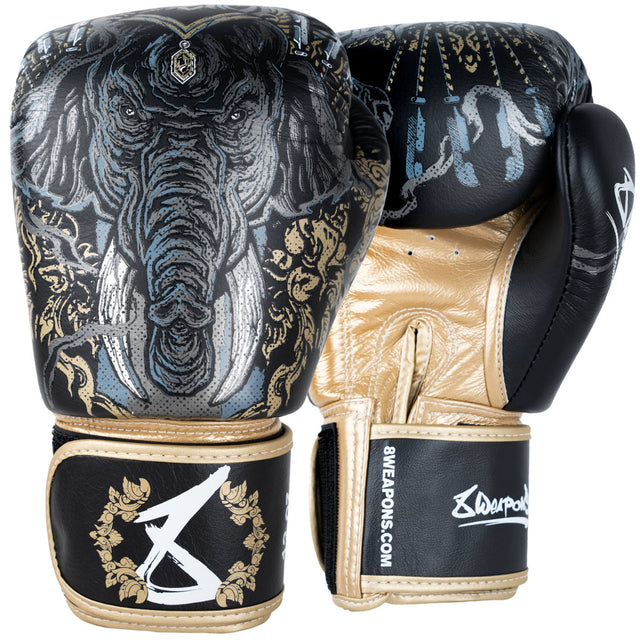 8 Weapons Three Elephants 2.0 Boxing Gloves Black/Gold