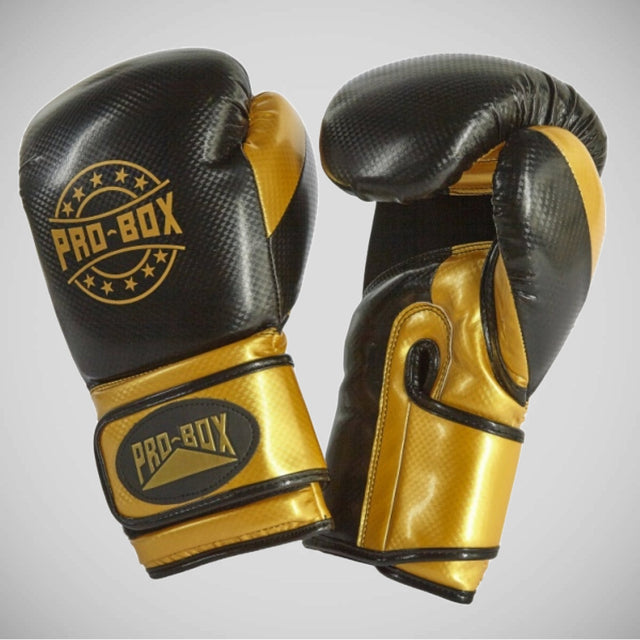 Black/Gold Pro-Box Champ Spar Boxing Gloves   