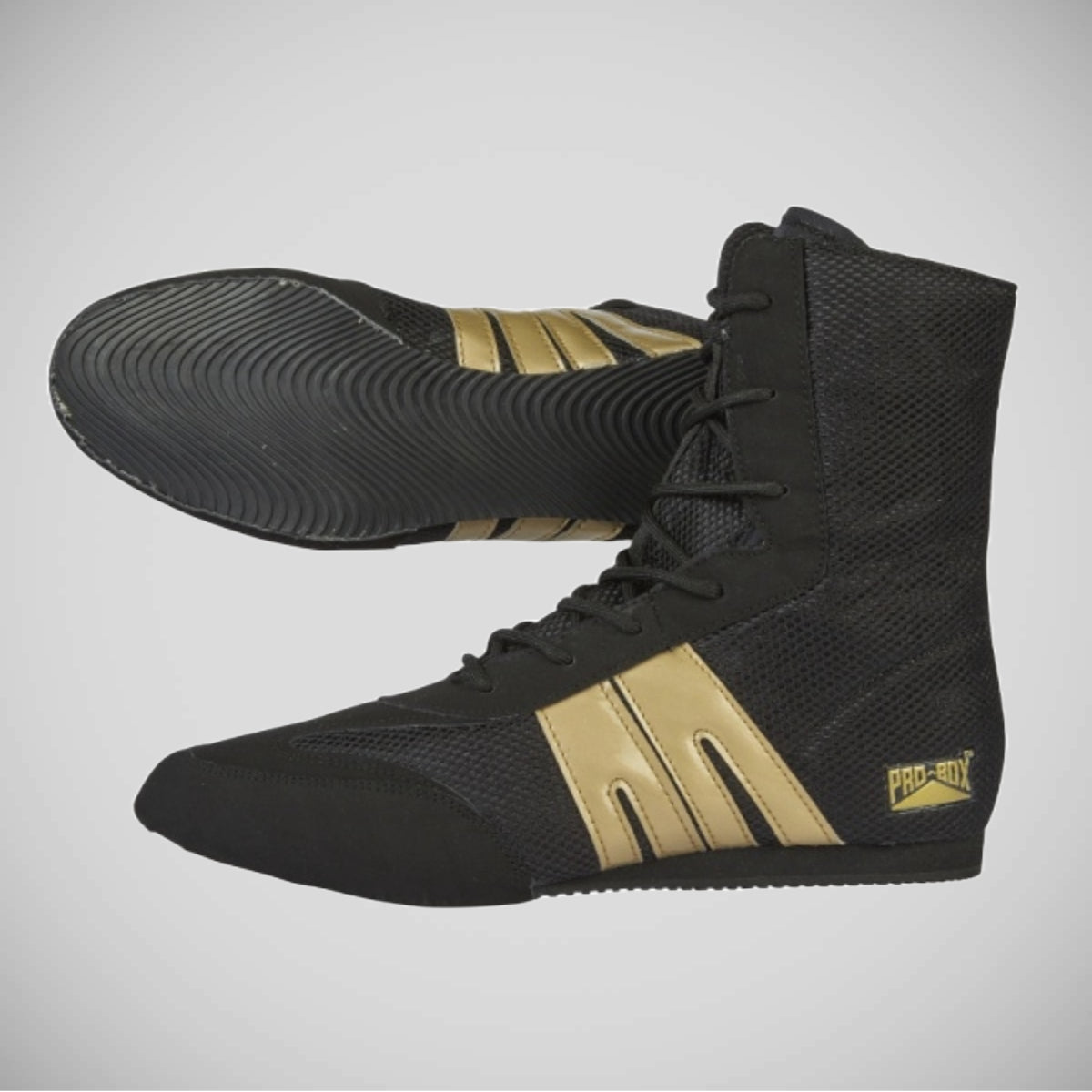 Black/Gold Pro-Box Classic Boxing Boots from Made4Fighters