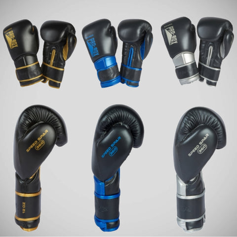 Black/Gold Pro-Box Speed Spar Boxing Gloves