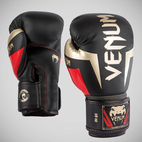 Black/Gold/Red Venum Elite Boxing Gloves
