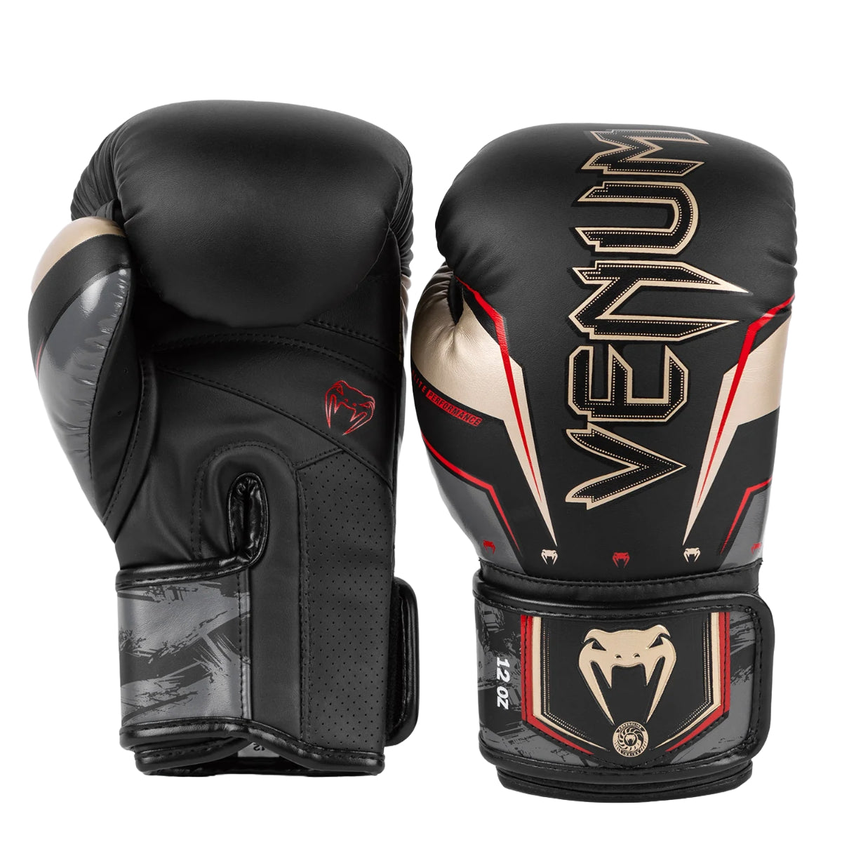 Black/Gold/Red Venum Elite Evo Boxing Gloves   