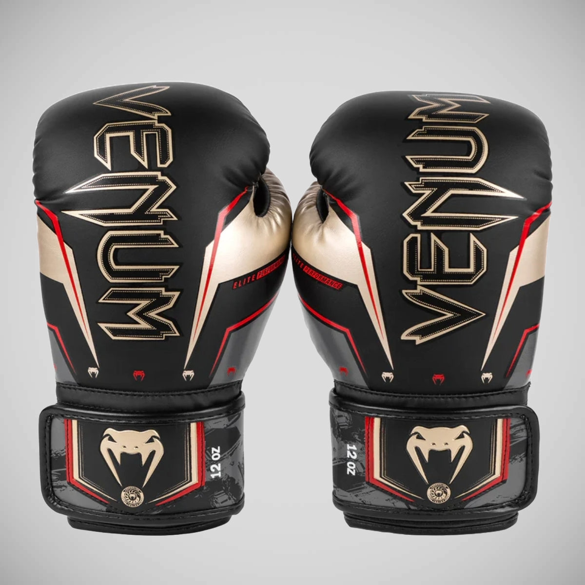 Black/Gold/Red Venum Elite Evo Boxing Gloves   