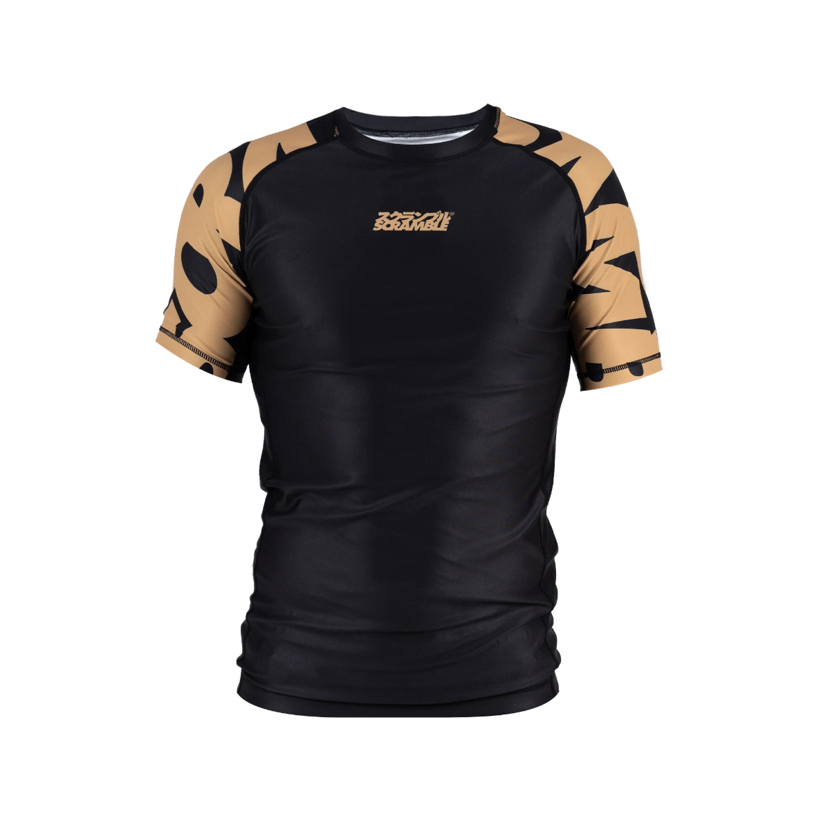 Gold Rash Guard Designs Scramble Baka Rash Guard Black/Gold from Made4Fighters