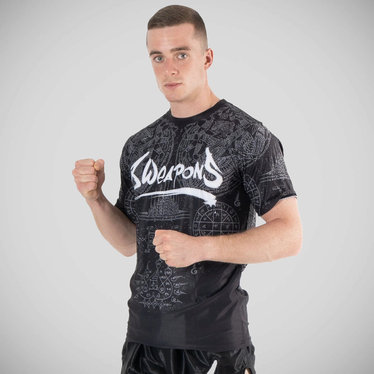 8 όπλα hanuman yant λειτουργικό μπλουζάκι μαύρο/γκρι