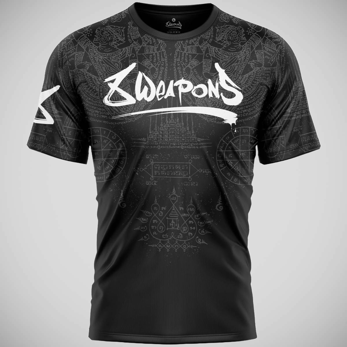 8 όπλα hanuman yant λειτουργικό μπλουζάκι μαύρο/γκρι