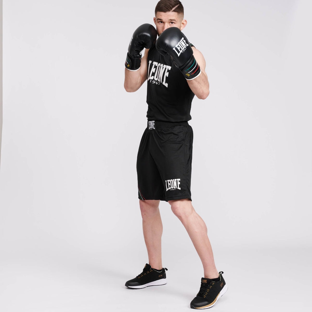 Leone Flag Boxing Gloves Black from Made4Fighters