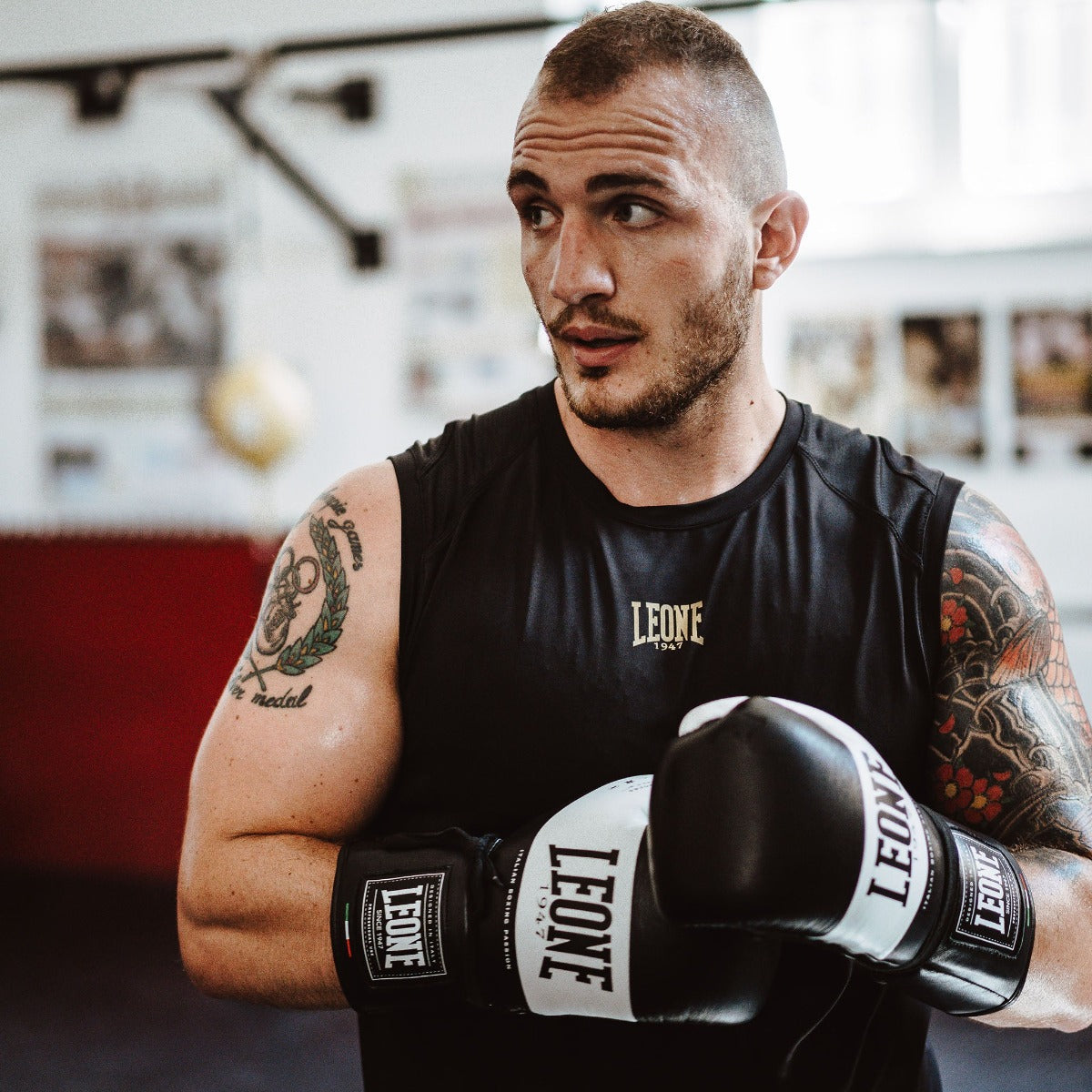 Leone Shock Boxing Handschuhe schwarz