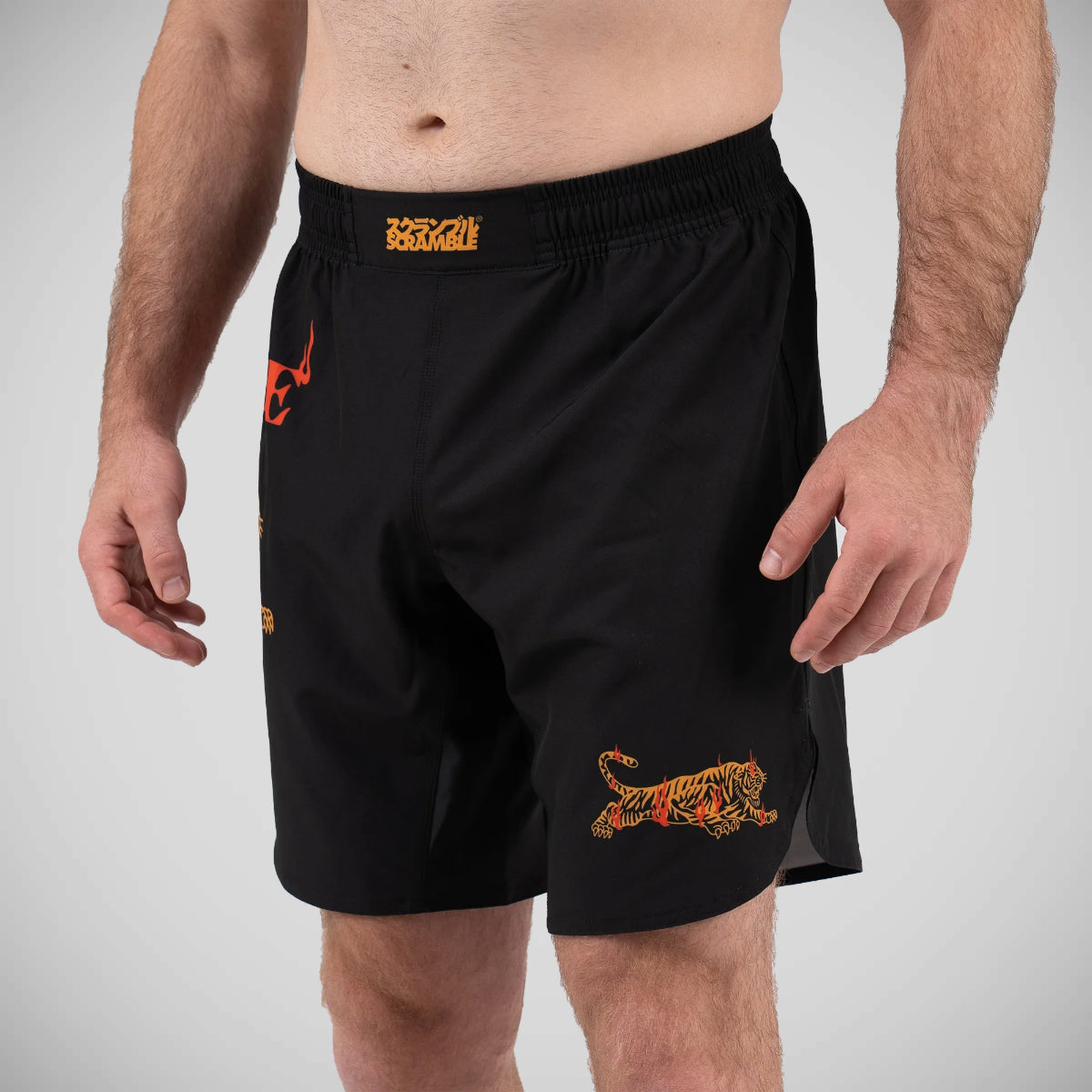 Black/Orange Scramble Burning Tiger Grappling Shorts   