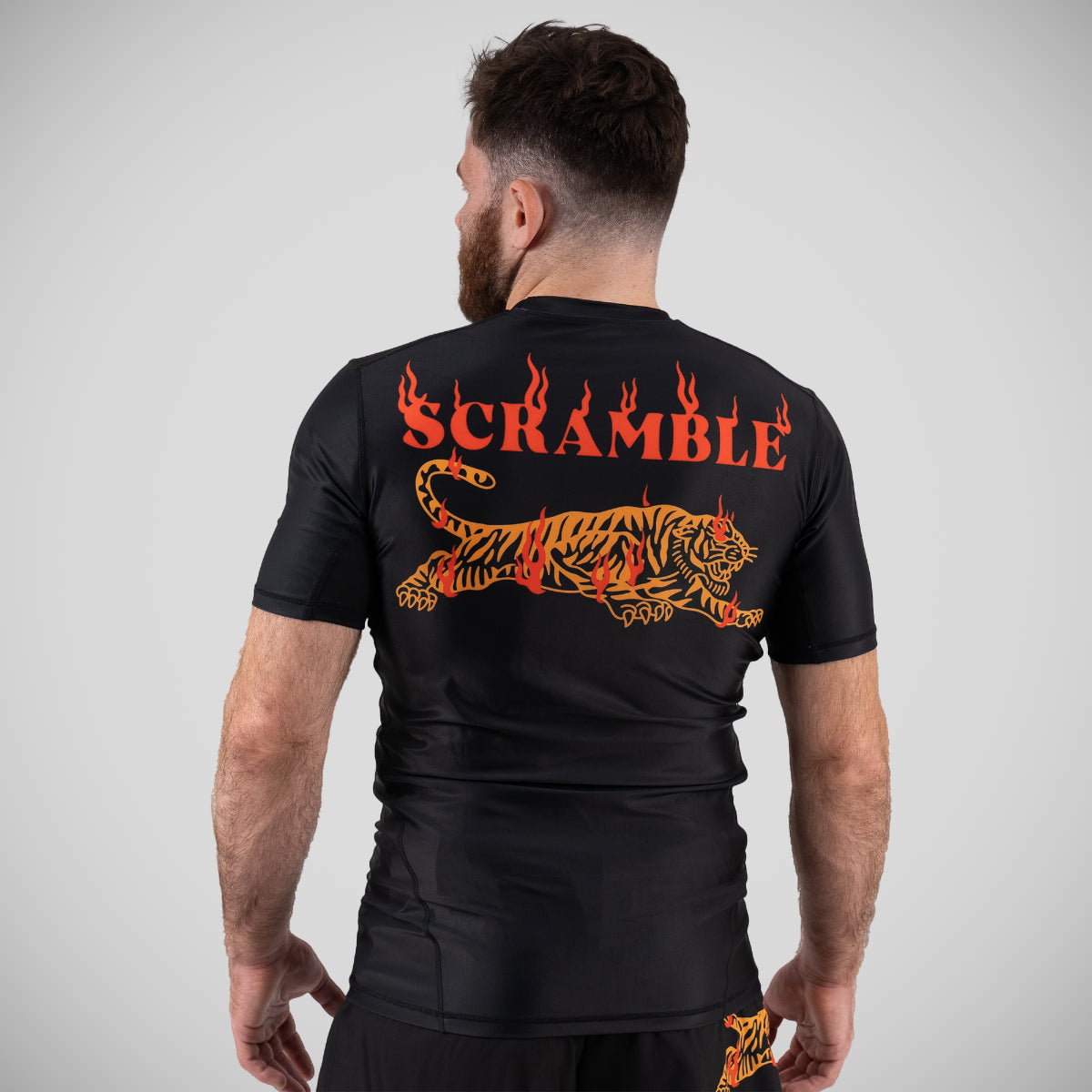 Black/Orange Scramble Burning Tiger Rash Guard   