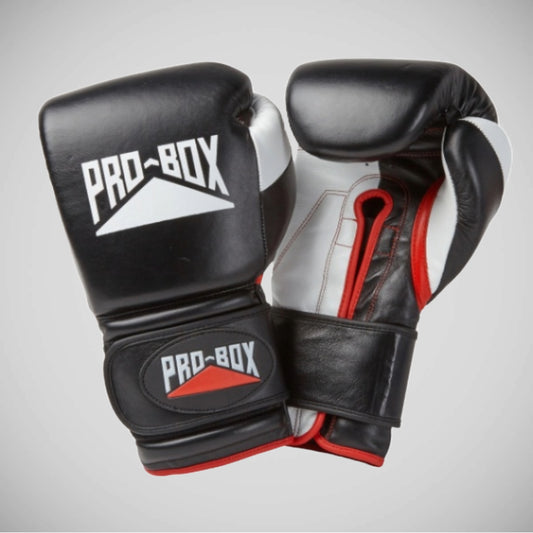 Black Pro-Box Pro-Spar Leather Boxing Gloves