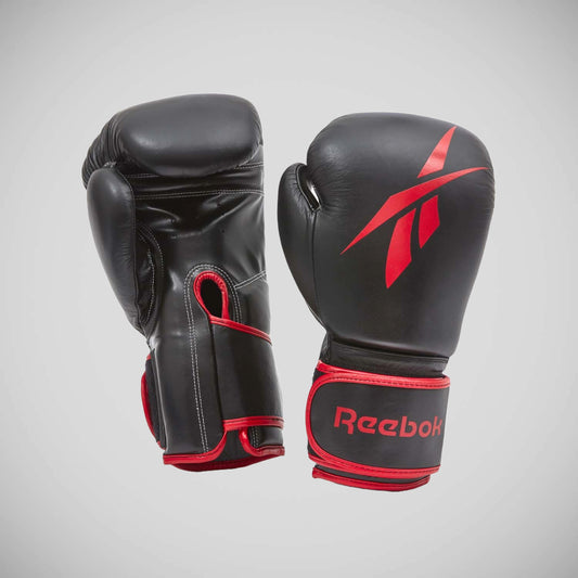 Black/Red Reebok Leather Boxing Gloves