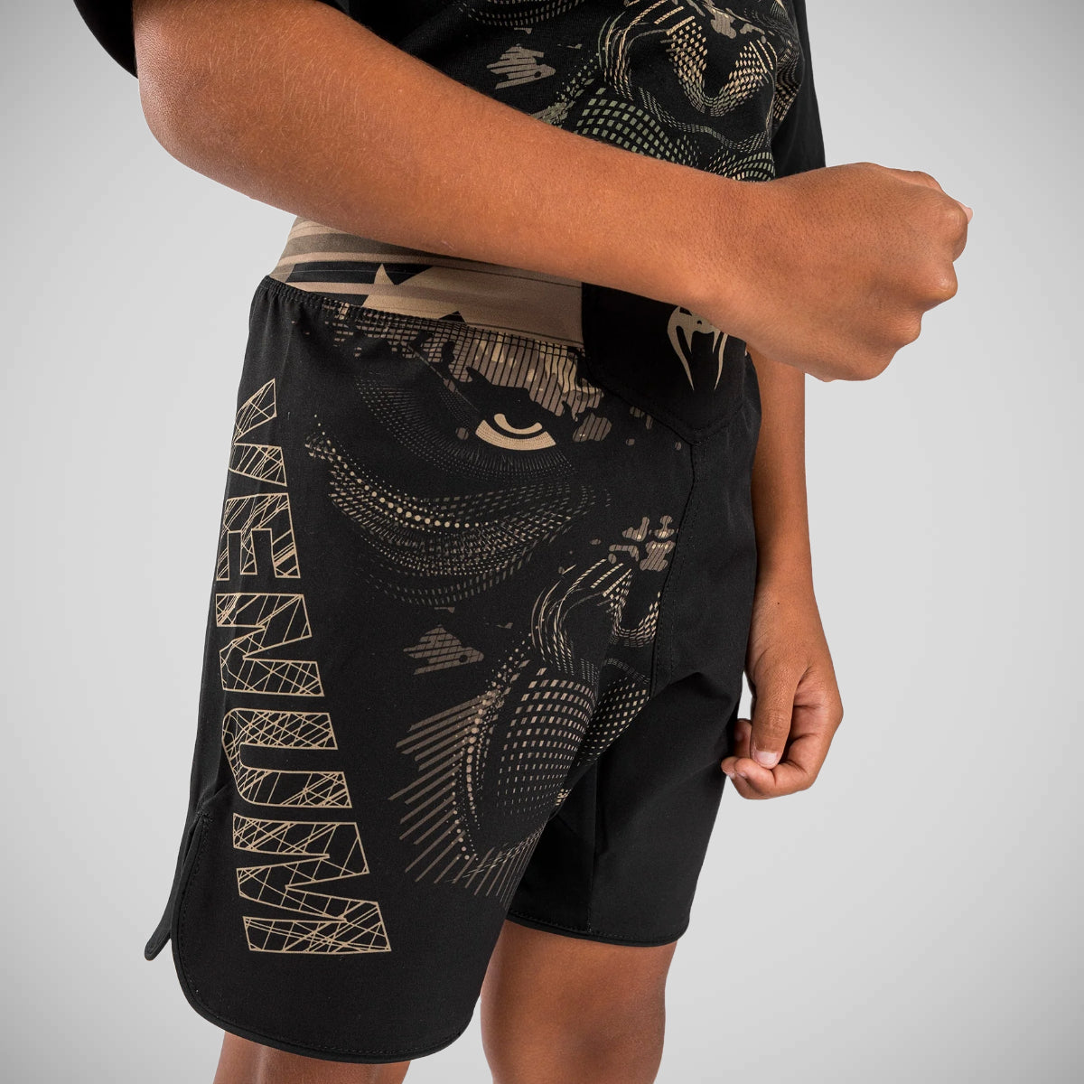 Black/Sand Venum Gorilla Jungle Kids Fight Shorts   