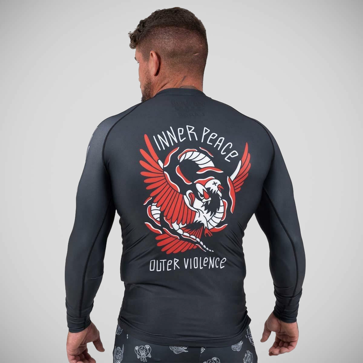 Black Scramble Peace and Violence Rash Guard from Made4Fighters