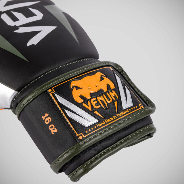 Venum Elite Boxing Gloves Black/Silver/Khaki