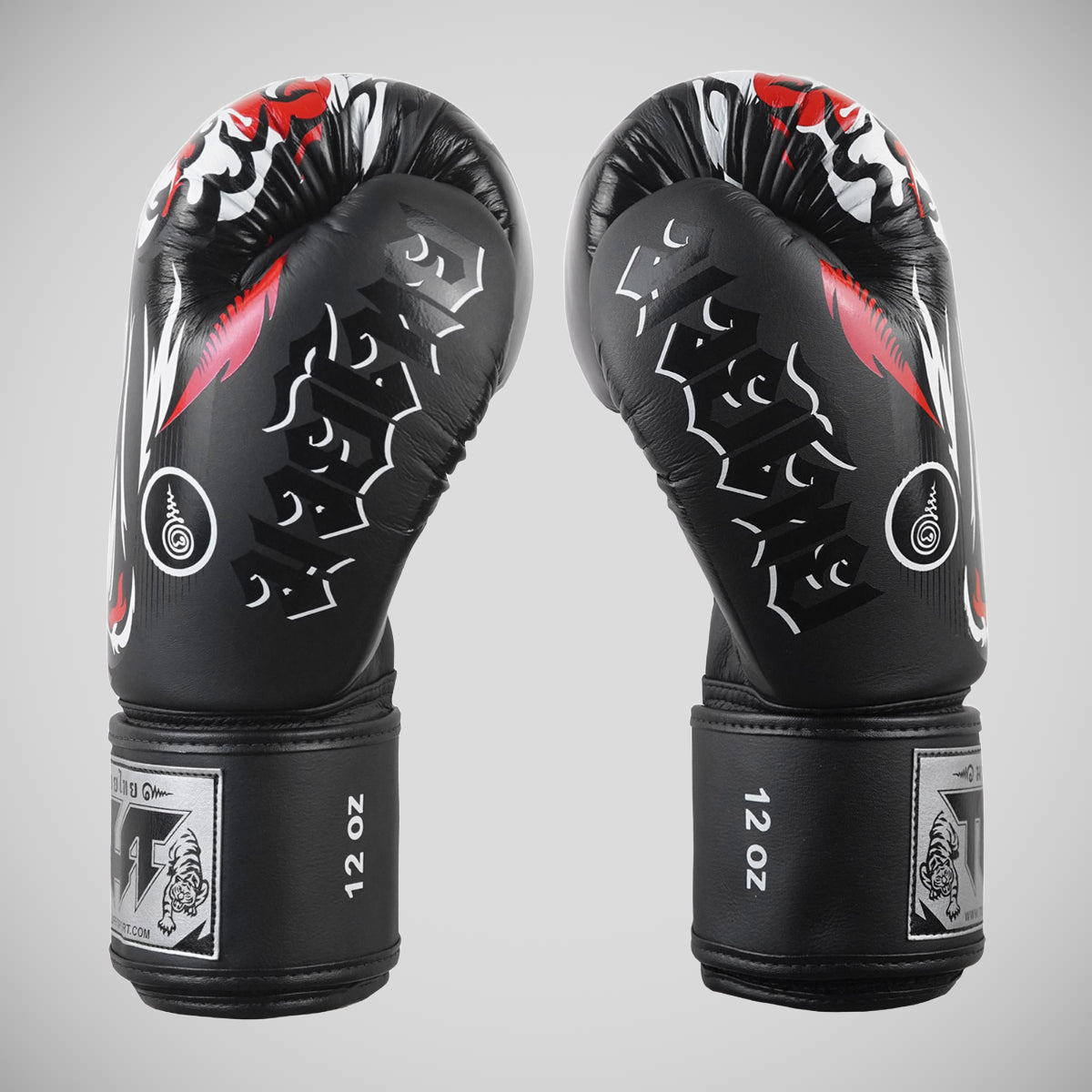 Black TUFF Sport Black Tiger Muay Thai Boxing Gloves   