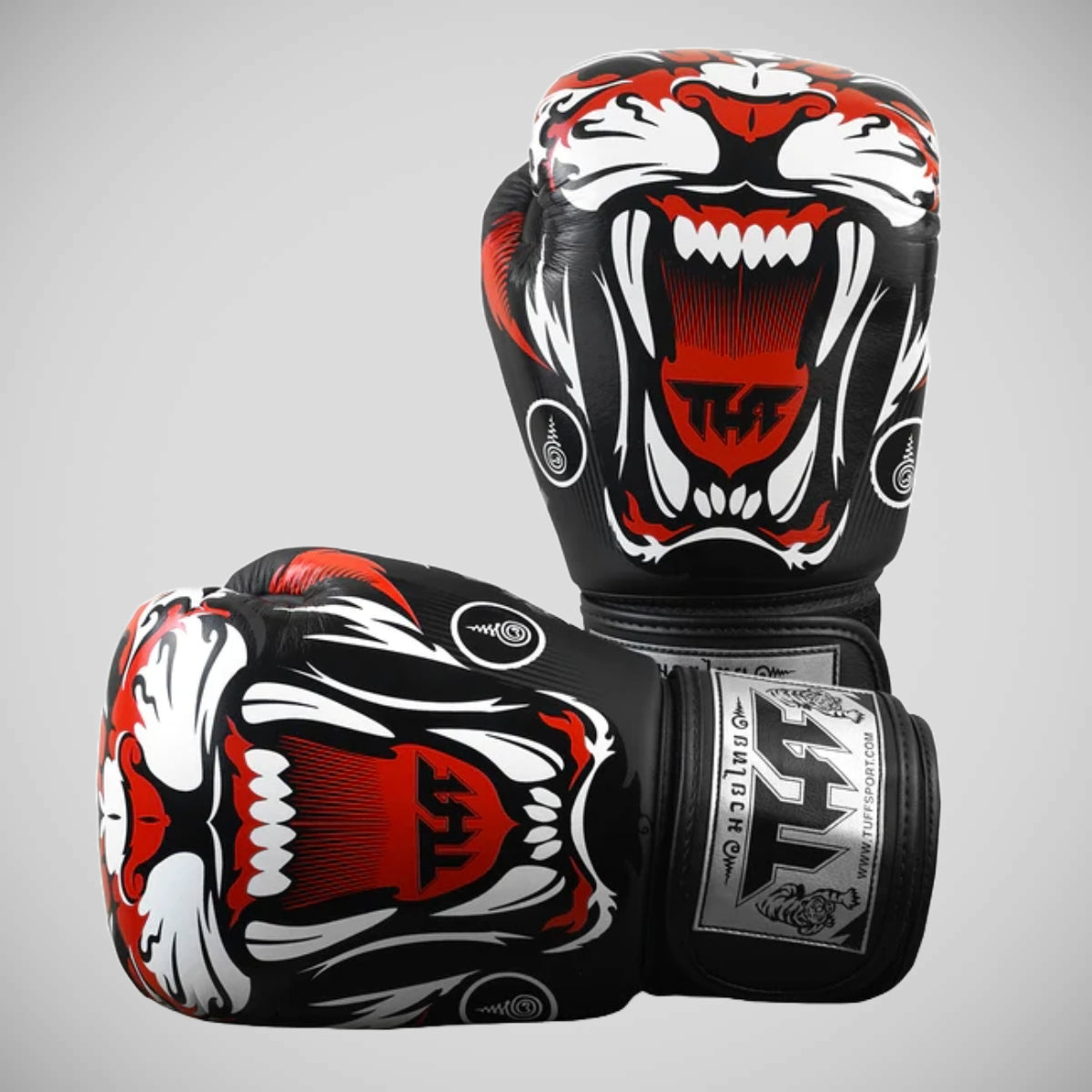 Black TUFF Sport Black Tiger Muay Thai Boxing Gloves   