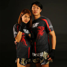 Black TUFF Sport Double Tiger with Thai Mythical Forest Creatures T-Shirt