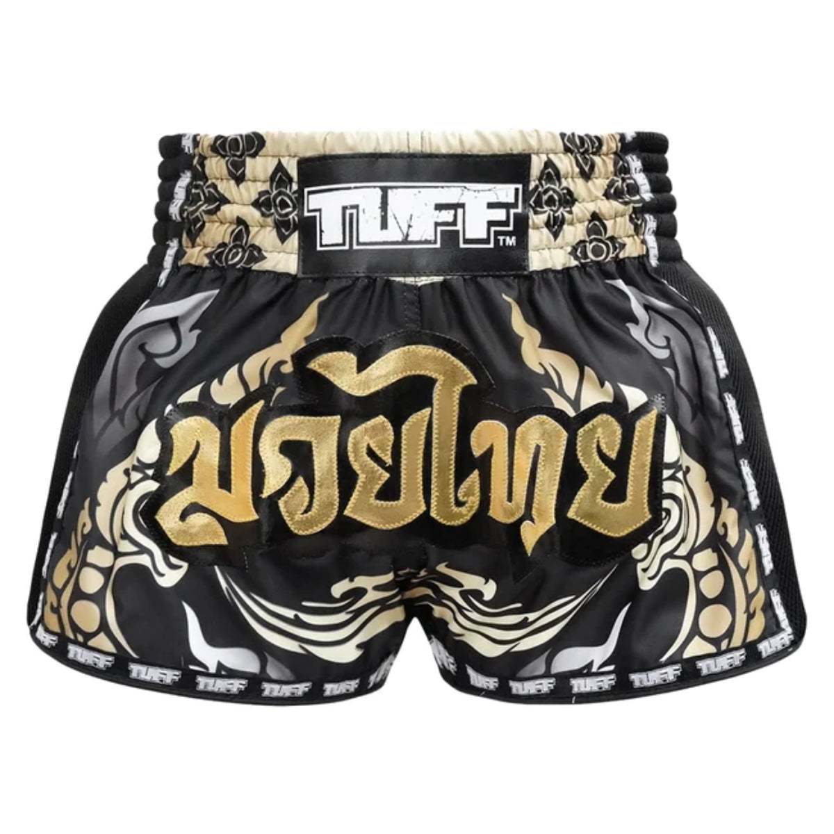 TUFF Sport MRS201 Retro Style Thai King Of Naga Muay Thai Szorty Czarne