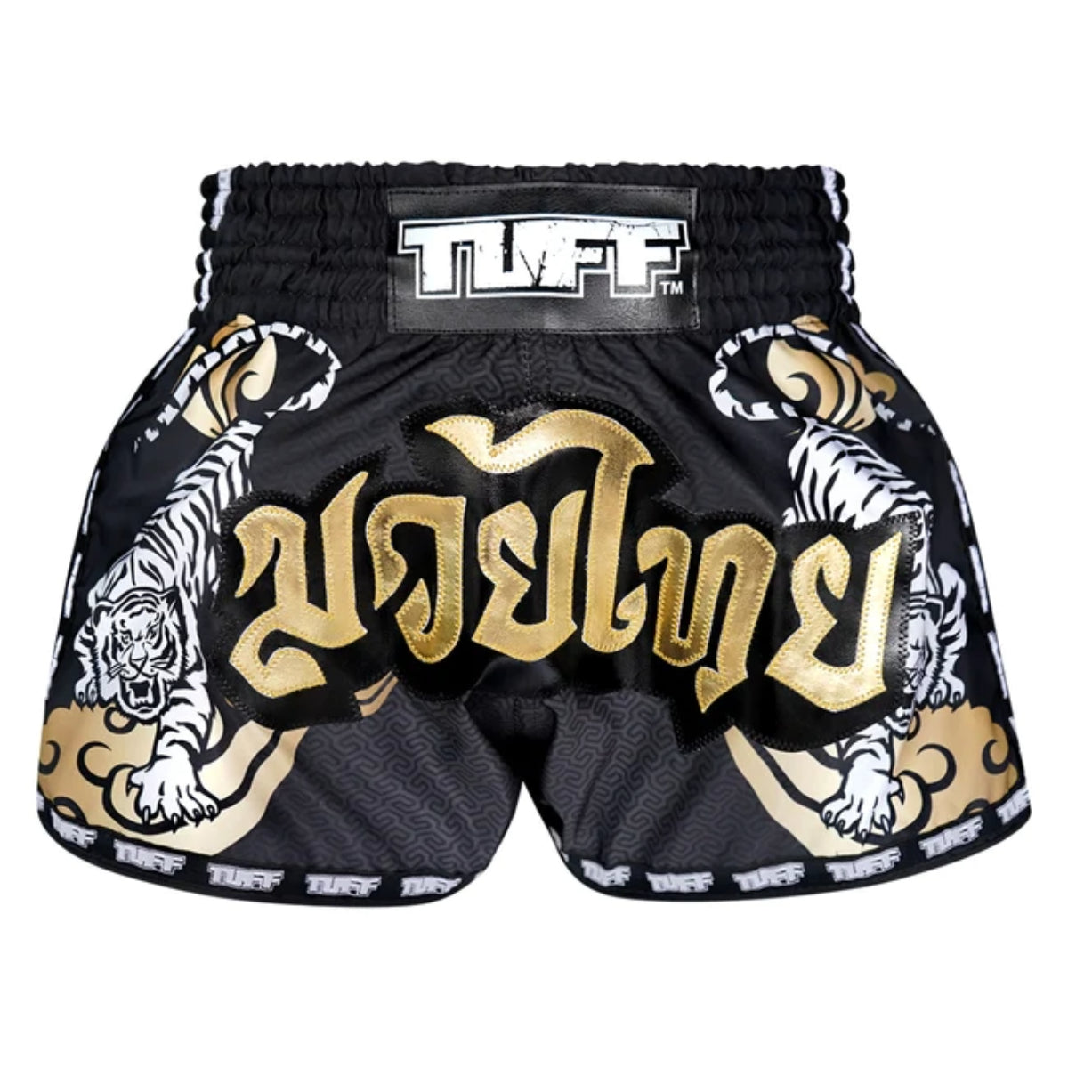Tuff Sport MRS301 Retro Style Double Tiger Muay Thai Shorts Black
