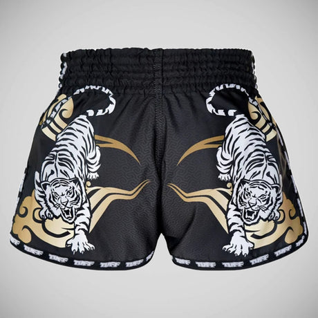 Tuff Sport MRS301 Retro -Stil Doppel Tiger Muay Thai Shorts Schwarz