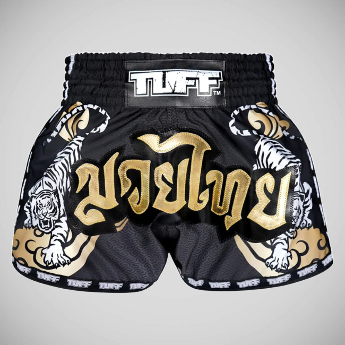 Tuff Sport MRS301 Retro Style Double Tiger Muay Thai Shorts Black