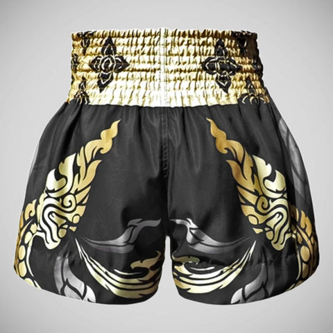 Black TUFF Sport MS631 Thai King Of Naga Muay Thai Shorts