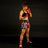 TUFF Sport MS638 Black Japanese Koi Fish Muay Thai Shorts Black