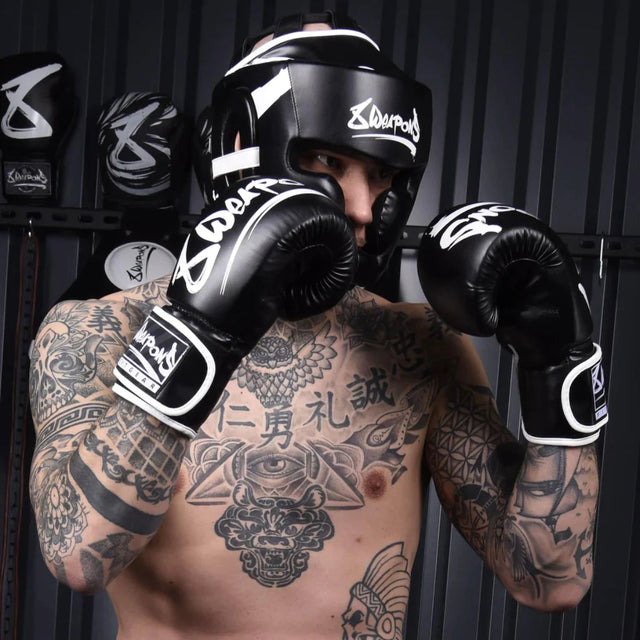 8 Weapons Unlimited Head Guard Black/White