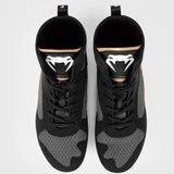 Black/White/Gold Venum Elite Boxing Shoes   